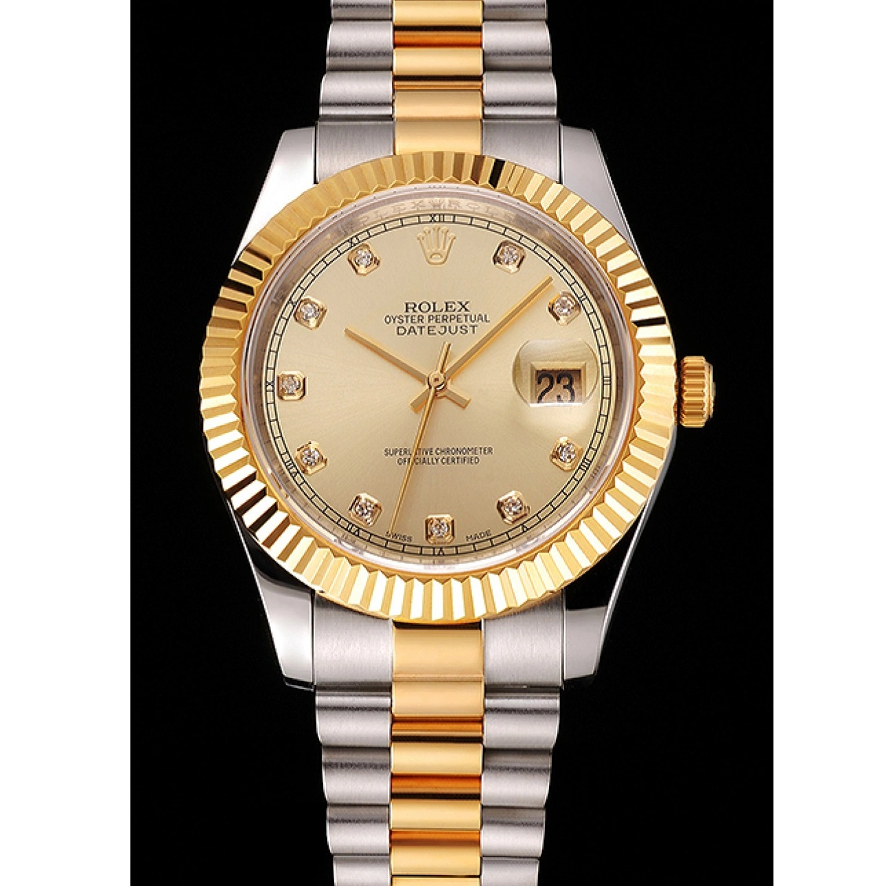 AAA Replica Watches Two Datejust Swiss Bezel And Tone Bracelet Steel Stainless Rolex Dial Gold Case 0717